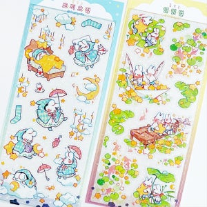 꿈꾸는 토끼요정, 연잎별 투명 씰스티커 2종, 담장아래