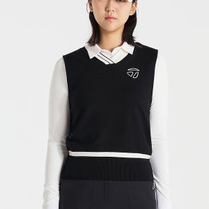 [테일러메이드]25FW 여성 배색 브이넥 니트 베스트 TWSVO7122-199 Z3012500575