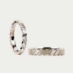 바이에르 브리오 세트 천연 다이아몬드 웨딩밴드 디자이너 커플링