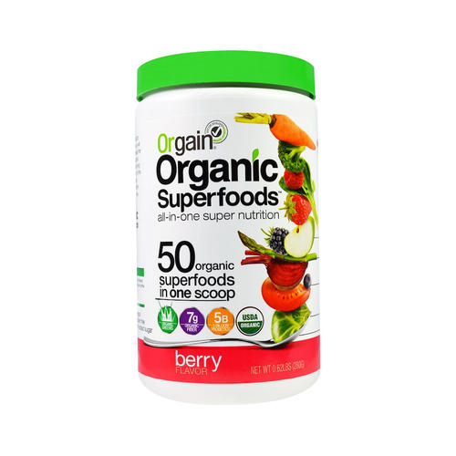 [아이허브] Orgain Organic Superfoods <b>올인원 슈퍼 뉴트리션</b> 베리맛 280g, 녹색채소 섬유질 프로바이오틱