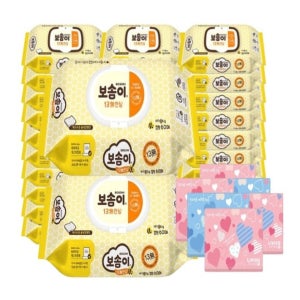 깨끗한나라 보솜이 안심 13무 물티슈 캡형 60매 40팩+휴대용티슈 40매 6개 증정