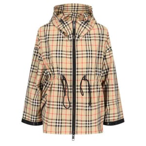 버버리 백톤 여성 빈티지 체크 후드 자켓 8062947 25FW BACTON 바람막이 아카이브베이지