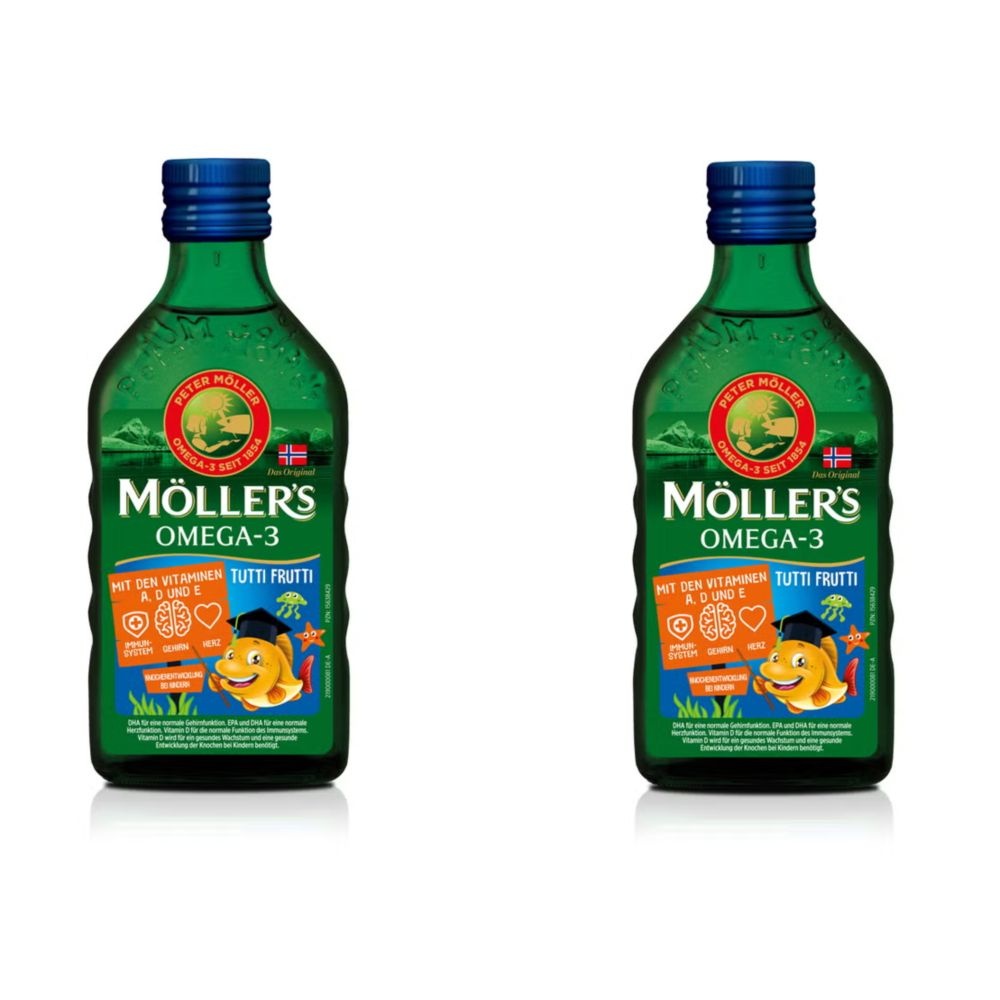 mollers 뭴러스 <b>키즈 오메가3</b> 250ml x 2병 <b>투티프루티맛</b> 마시는 액상 오메가