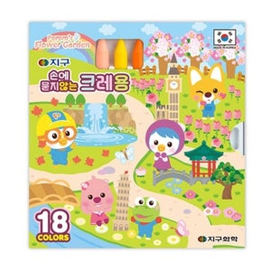 18색-트레인포스.크레파스.크레용.학용품.문구 지구화학 뽀로로 손에 묻지 않는 크레용