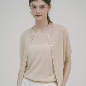 [시야쥬] SIKN2115 시스루 반팔 니트 가디건_Light beige_SIKN2115_LBE