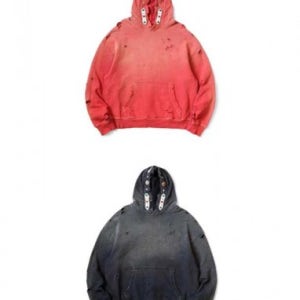 Kapital 스릴러 데미지드 플리스 후드 스웨트셔츠 스터드 후드 티셔츠 [스트릿 편집샵 람스]