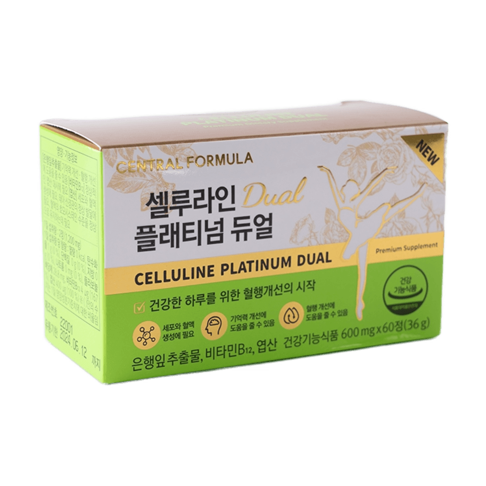 셀루라인 플래티넘 듀얼 은행잎추출물 징코 엽산 60정 혈액순환 <b>기억력</b> 혈행 개선  3박스