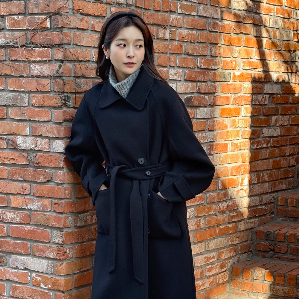 앳코너 Cashmere Wool Blend Double Collar Long Coat AT5COF063B