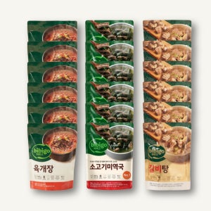 CJ 비비고 육개장 500g + 소고기미역국 500g + 갈비탕 400g 6개씩