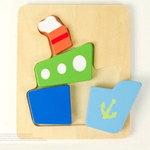 비가 유아 원목 퍼즐맞추기 보트 유아게임 도형맞추기 유아교구