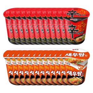 농심 컵라면 소컵 신라면12개+새우탕12개