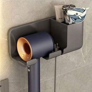 무타공 벽걸이 드라이어 수납대 올인원 정리함 컵받침대 규조토 대 스펀지 실리콘 물빠짐