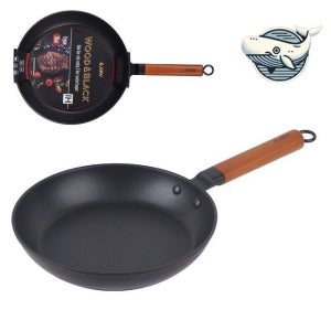 다용도 우드 핸들 프라이팬 30cm 내구성 볶음 후라이 가능 스톤코팅 가정 원형