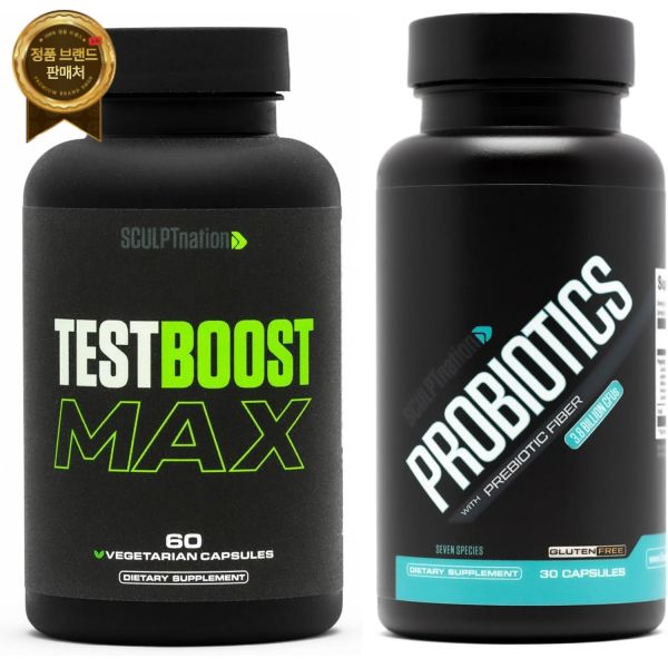 Sculpt Nation 스컬프 네이션 바이 브이 슈레 테스트 부스트 맥스 및 <b>프리미엄 프로바이오틱스</b> 번들