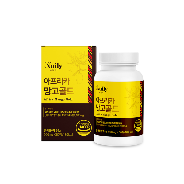 뉴일리(Nuily) 아프리카망고 골드 <b>와일드망고종자 추출물</b> 900mgx60정