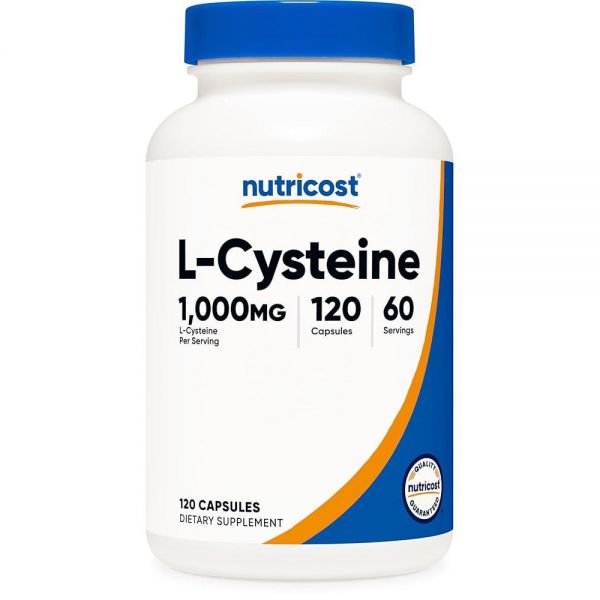 뉴트리코스트 L Cysteine 1000mg 120캡슐 GMO 프리 글루텐 보충제 캡슐 당 500mg 1098545