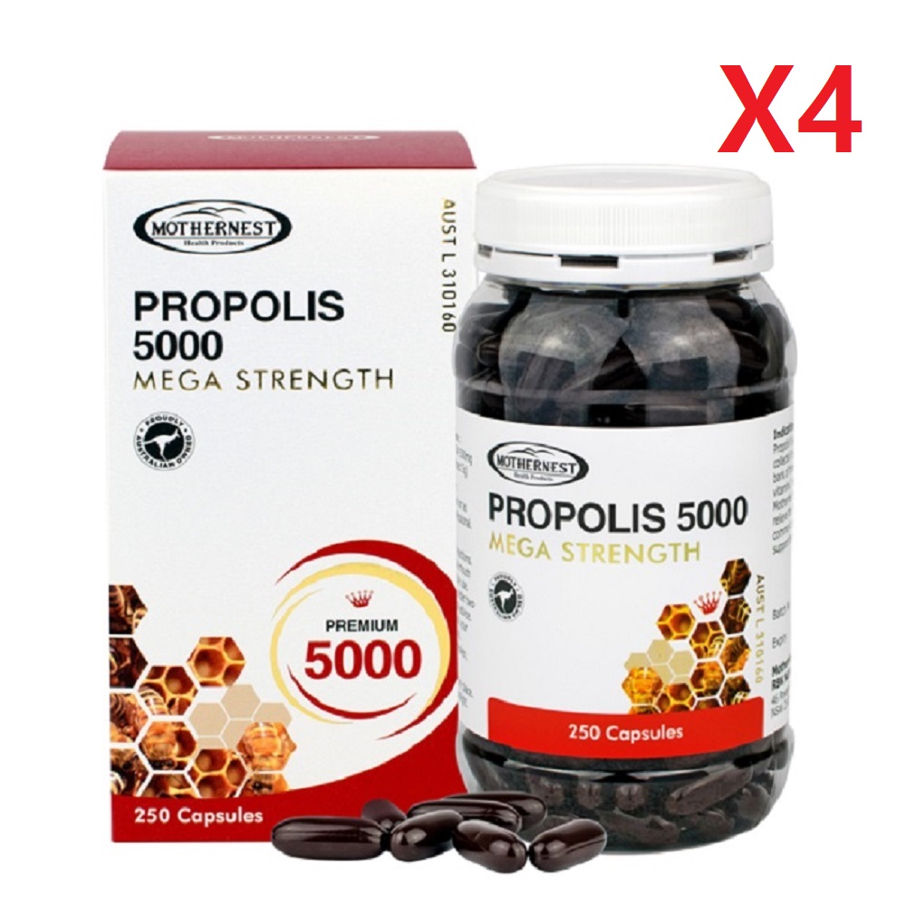 호주 <b>마더네스트</b> 프로폴리스 Mega 5000mg 250정-4개  4개  250정