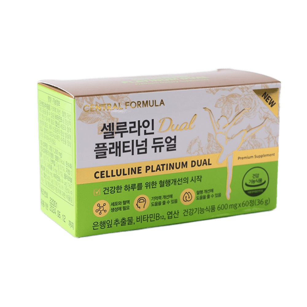 셀루라인 플래티넘 듀얼 은행잎추출물 징코 엽산 60정 혈액순환 <b>기억력</b> 혈행 개선  2박스