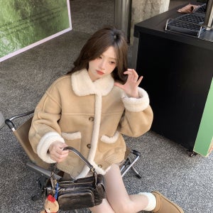 빛나는 판다 도톰 퍼 스커트 터틀 코트+하프 일체 스웨이드 카키코트+플로럴오버스커트 S