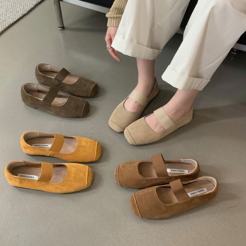 봄 가을 여성 메리제인 플랫슈즈 스웨이드 단화 데일리화 오피스룩 37 갈색
