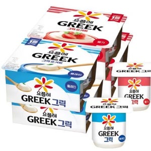 빙그레 요플레 그릭 2가지맛 요거트 80g(딸기8입+플레인8입)