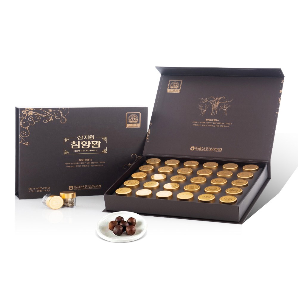 <b>백제금산인삼농협</b> 삼지원 침향환 3.75gx30환 원기회복 활력증진 선물세트  1박스  30정