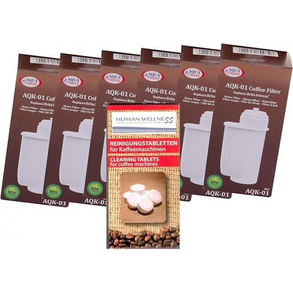 11975839 Human-Wellness 6 x AQK-01 정수 필터는 Bosch / Siemens EQ.3 EQ.6 EQ.8 EQ.9 Neff Gaggenau