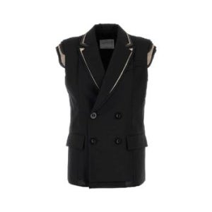 [X45]사카이 2507942 001 Black polyester blend vest