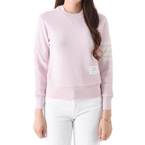 톰브라운 와플 사선 캐시미어 여성 맨투맨 핑크 FJT213A J0012 680 울 니트