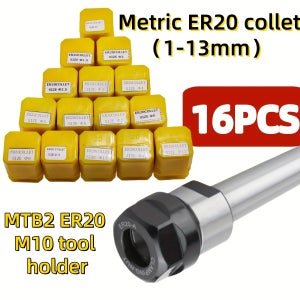 라오장 툴스 16피스 ER20 콜렛 세트 1mm-13mm 미터법 콜렛, 스틸 ER20 스프링 콜렛 세트 ER20 콜렛 및 툴 홀더 세트 CNC 밀링 선반 공구 작업 고정 조각기용