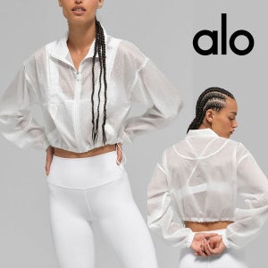 alo 알로 요가 집업 게임 타임 자켓 화이트