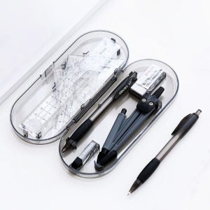 학용품 제도용 컴퍼스 신학기 필수 각도기 볼펜 케이스 정리함 삼각자 컴퍼스세트