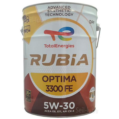 <b>토탈</b> 루비아 옵티마 3300 FE 5W30 20L CK-4 E8 상용차 100% 합성 연비절감형 장수명 디젤 엔진오일 (10W40 대체시 연비개선)
