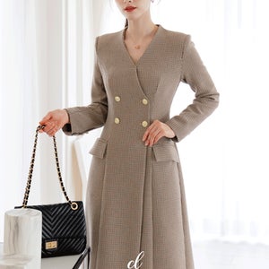 [MADE/아우터가능]시쉘 노카라 더블 버튼 투웨이 원피스[단독특가]