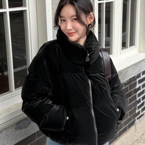 [듀엘] [퀸지PICK] 샤이닝 패딩 숏 점퍼 BK_D254PSG333