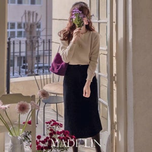 [베스트특가 6천원할인]MADE LIN헤리즈 쫀득스판 벨로아데님 엣지트임 스커트[size:S,M]