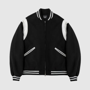[레테르코모] 빅 어워드 스타디움 울 바시티자켓 블랙 Big Awards stadium Wool Varsity jacket Black