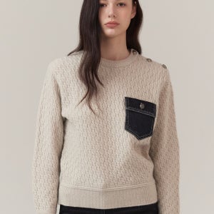 [MICHAA] 데님 포켓 니트 풀오버 [MIPAKPO600]