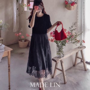 [베스트특가 1만3천원 할인]MADE LIN리제인 벨벳 레이스 셔링 원피스[size:F(55~66)]