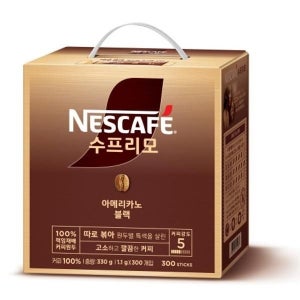 | 네스카페 | 수프리모 아메리카노 블랙 300T (1박스) 진하고 깊은맛 프리미엄원두 탕비실 사무실 회사 관공서 아라