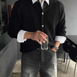 보풀없는 고급실켓 케이블 니트 가디건