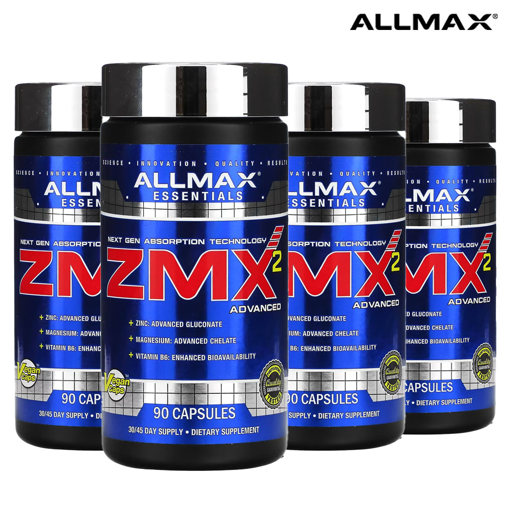 <b>올맥스</b> ZMX2 <b>아연</b> 비타민 B6 킬레이트 마그네슘 어드밴스드 90캡슐 4개 운동선수  90정