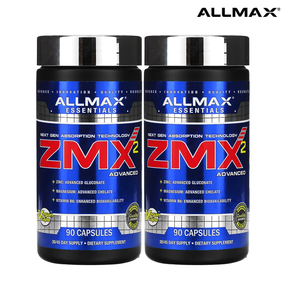 <b>올맥스</b> ZMX2 <b>아연</b> 비타민 B6 킬레이트 마그네슘 어드밴스드 90캡슐 2개 운동선수  90정