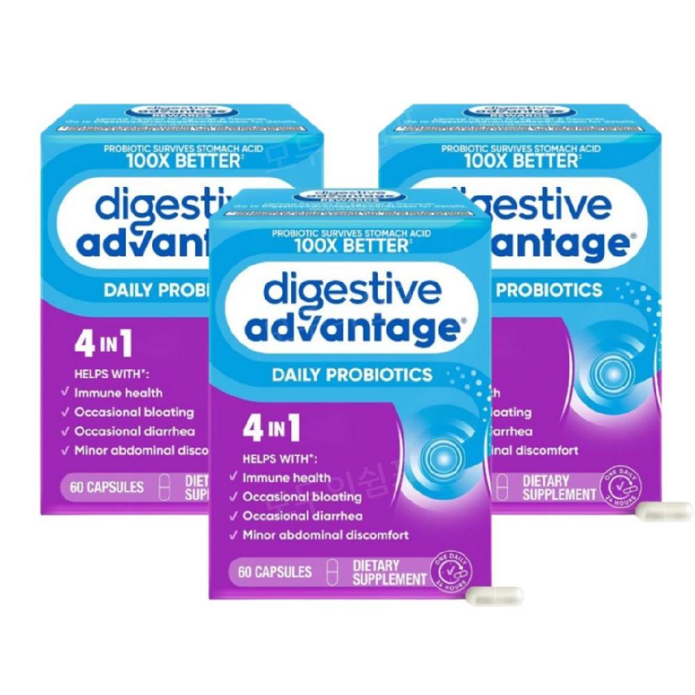 다이제스티브 <b>어드벤티지</b> <b>프로바이오틱</b> 유산균 바실러스 코아귤런스 60캡슐 3개