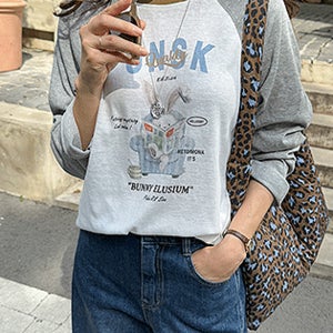 바니 배색 라글란 티