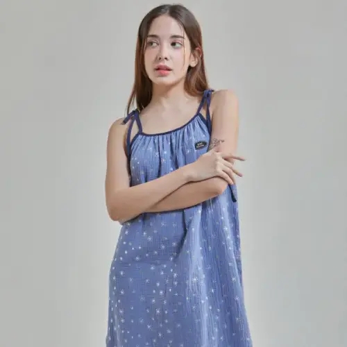 [롯데백화점]폴앤안나 <b>루나</b> <b>블루</b> 타이 숄더 드레스