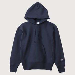 [챔피온] 리버스위브 블루택 레귤러핏 기모 후드 티셔츠 Dark Navy
