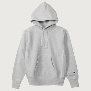 [챔피온] 리버스위브 블루택 레귤러핏 기모 후드 티셔츠 Silver Grey
