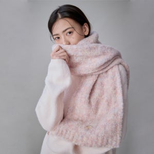 [코케트 스튜디오] Fleury Boucle Bokashi Wool Muffler Rose Peach Melange