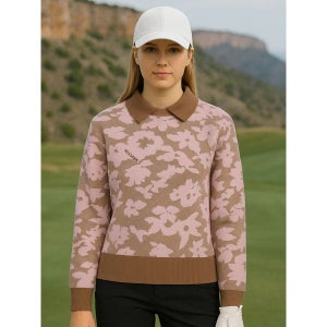 [맥케이슨]  여성 울혼방 씨슬플라쥬 카라 니트 핑크 MDW3SL610PNK